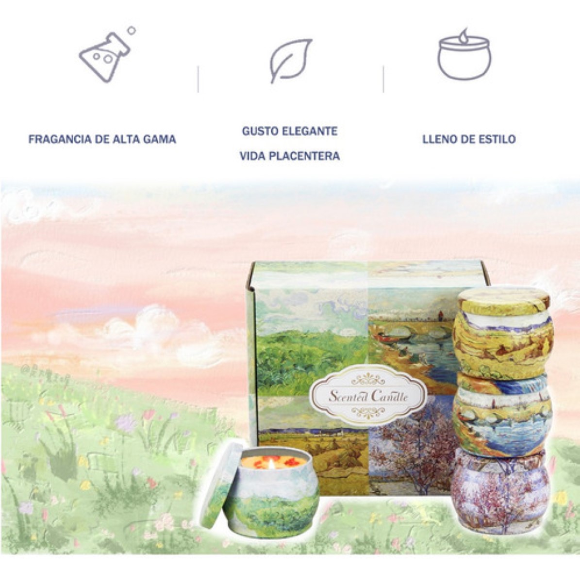 Velas Aromáticas De Cera De Soja Vela De Aromaterapia 3.5oz cuatro estaciones