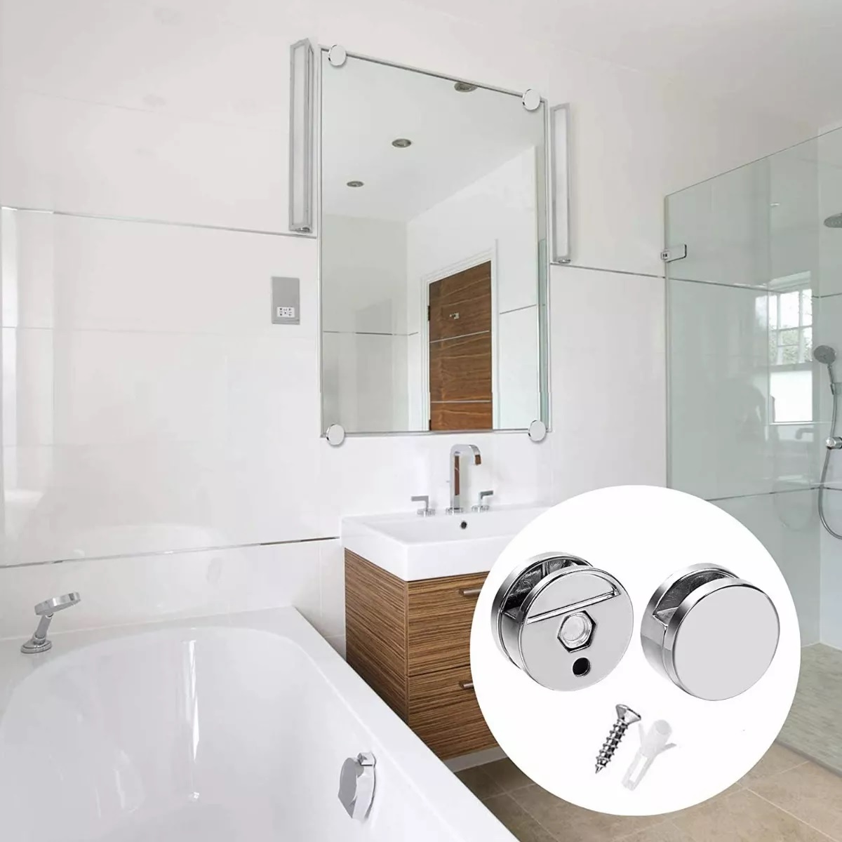 8 Soportes De Espejo Para Vidrio Espejo Ajuste Fijo De 4-7mm