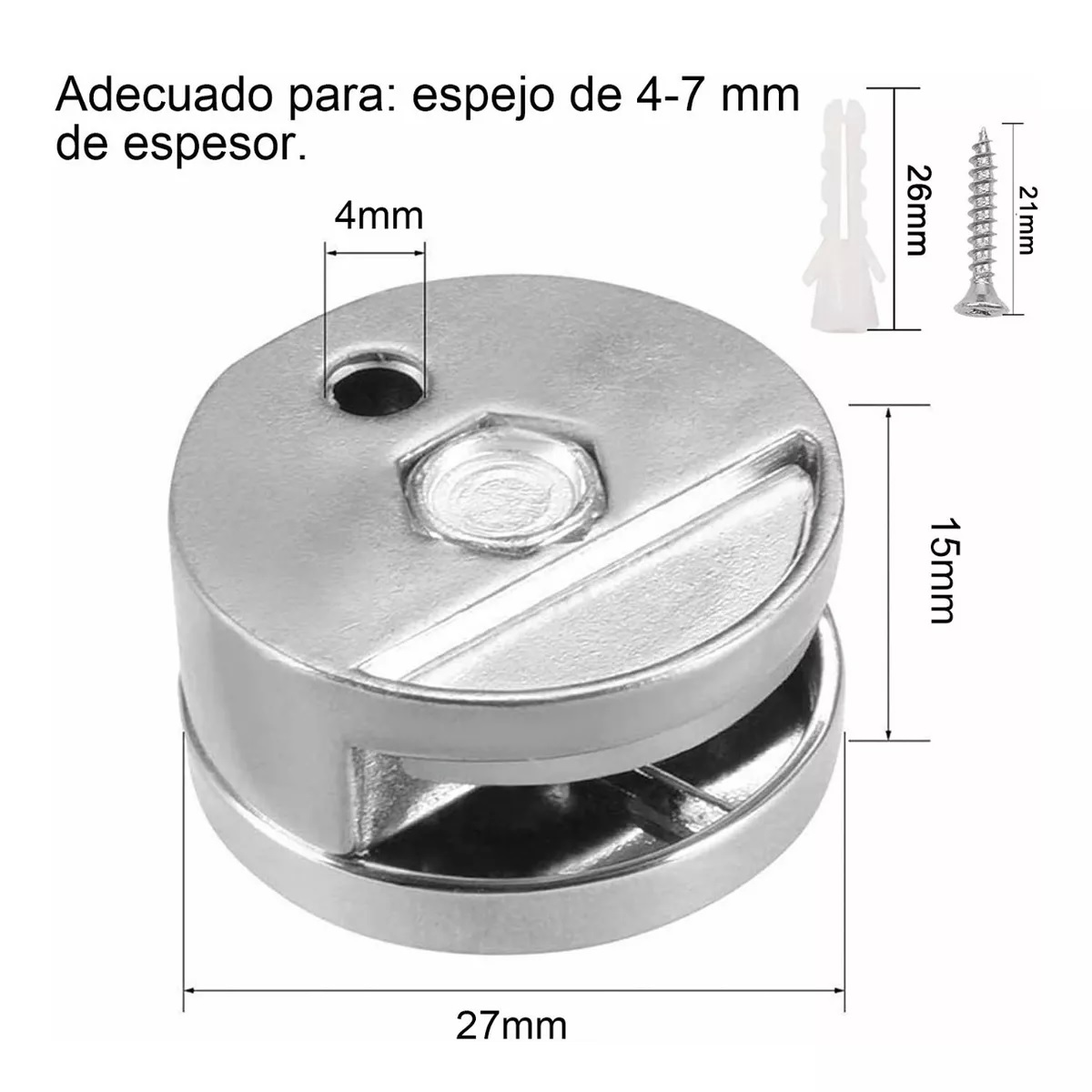 8 Soportes De Espejo Para Vidrio Espejo Ajuste Fijo De 4-7mm