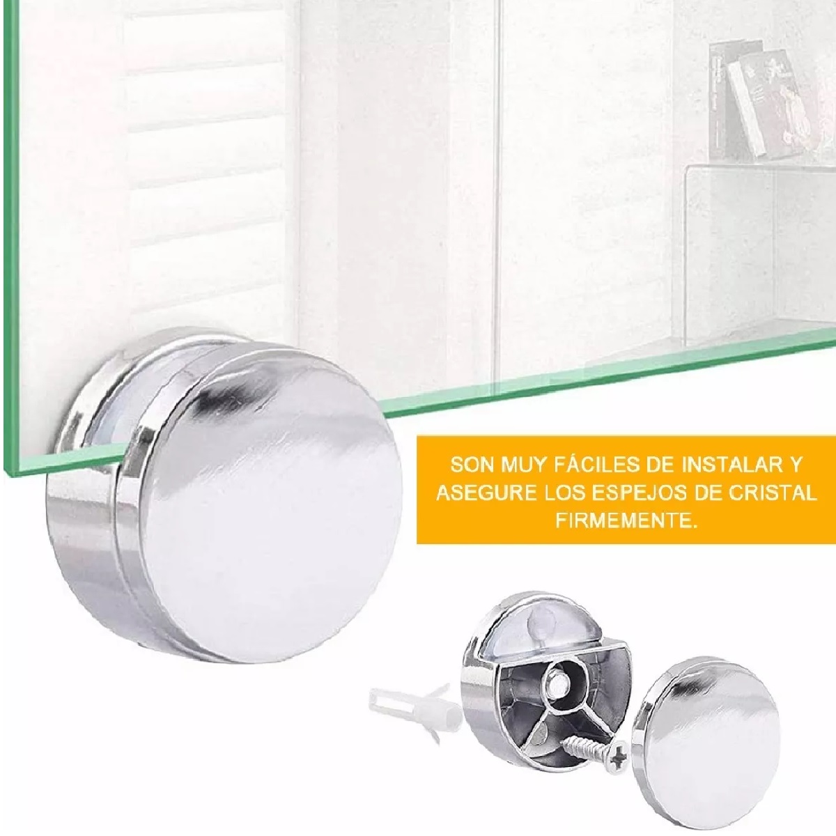 8 Soportes De Espejo Para Vidrio Espejo Ajuste Fijo De 4-7mm