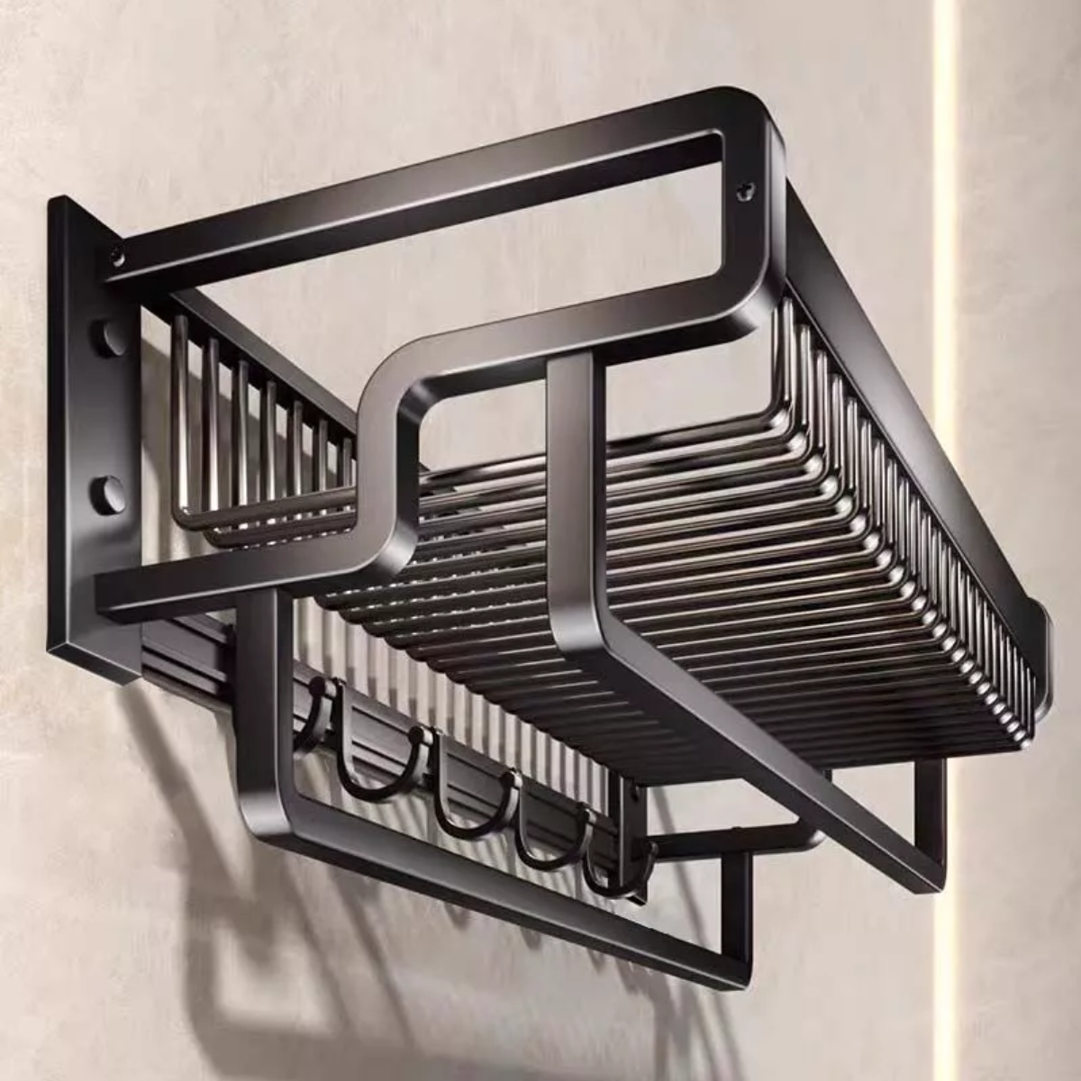 Toallero de baño doble de 57 cm para lavabo de baño, color gris oscuro