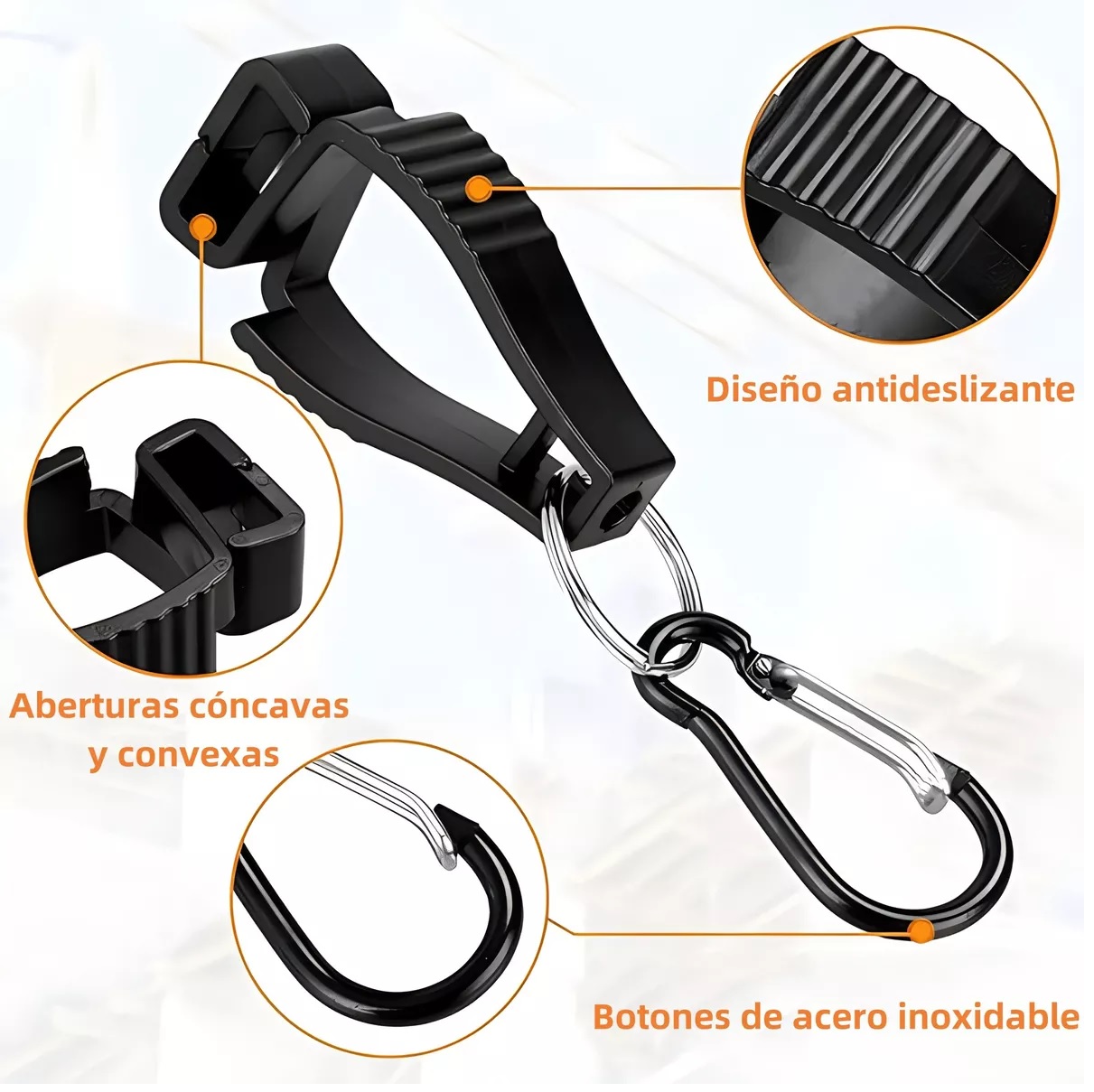12 Pzs Soporte Clip Para Guantes Trabajo Y Seguridad Negro