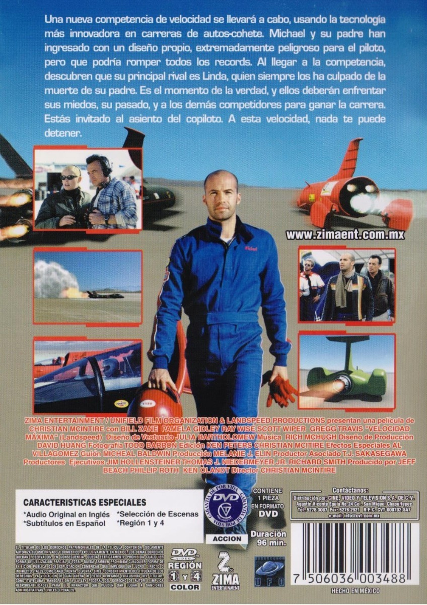 Velocidad Maxima Land Speed Billy Zane Pelicula Dvd.
