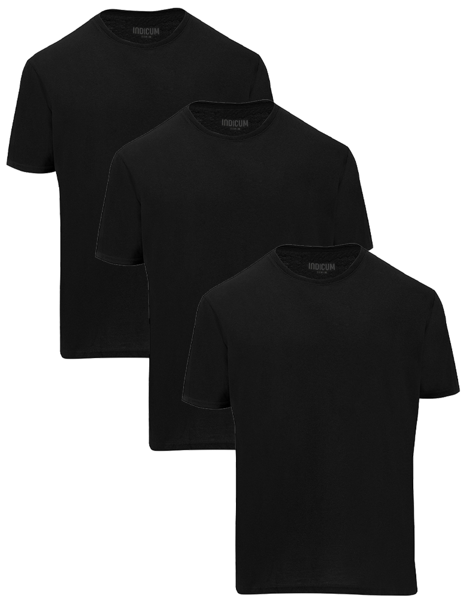 SET DE 3 PLAYERAS BÁSICAS NEGRAS INDICUM HOMBRE