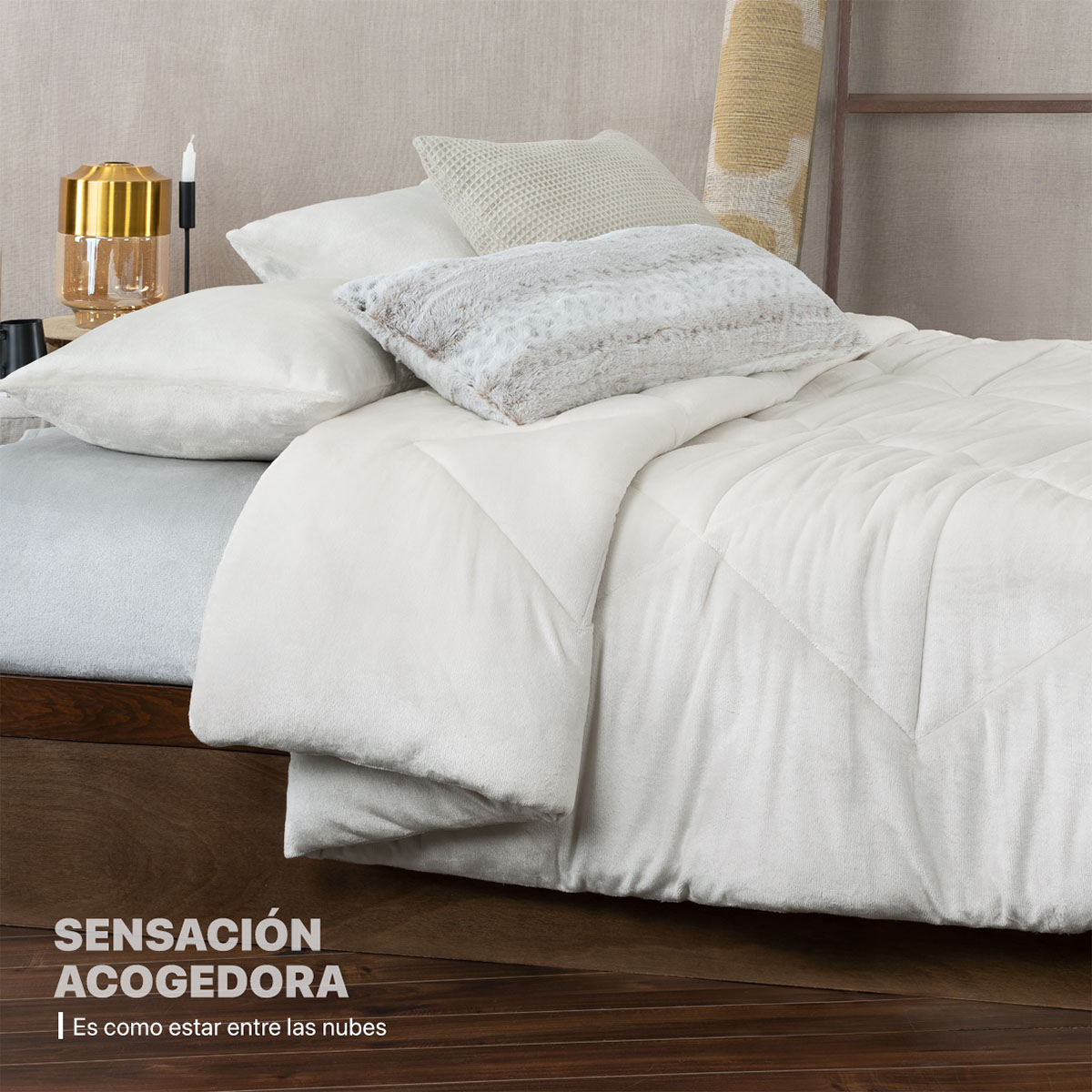 Edredón Invernal Cobertor Matrimonial + Fundas Blanco ESQUIMAL