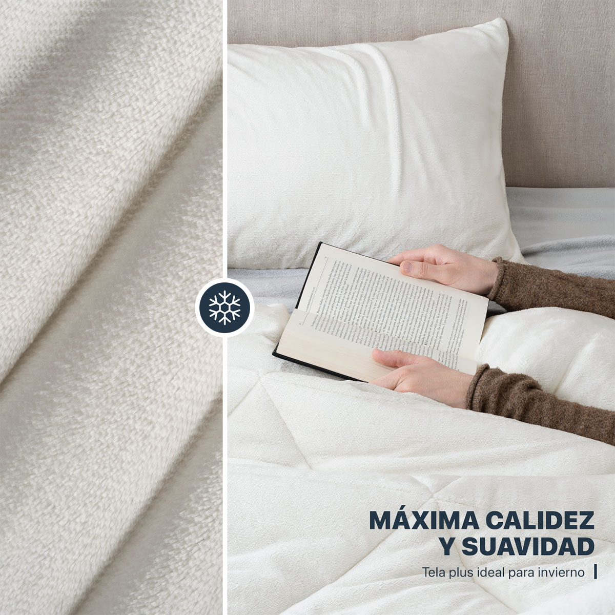 Edredón Invernal Cobertor Matrimonial + Fundas Blanco ESQUIMAL