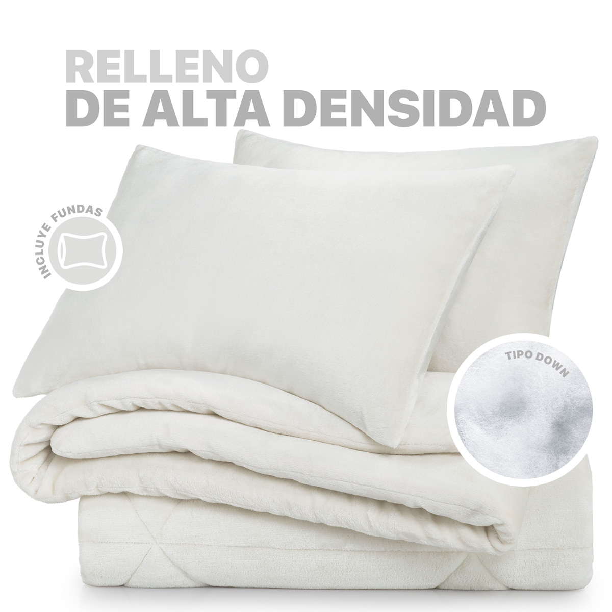 Edredón Invernal Cobertor Matrimonial + Fundas Blanco ESQUIMAL