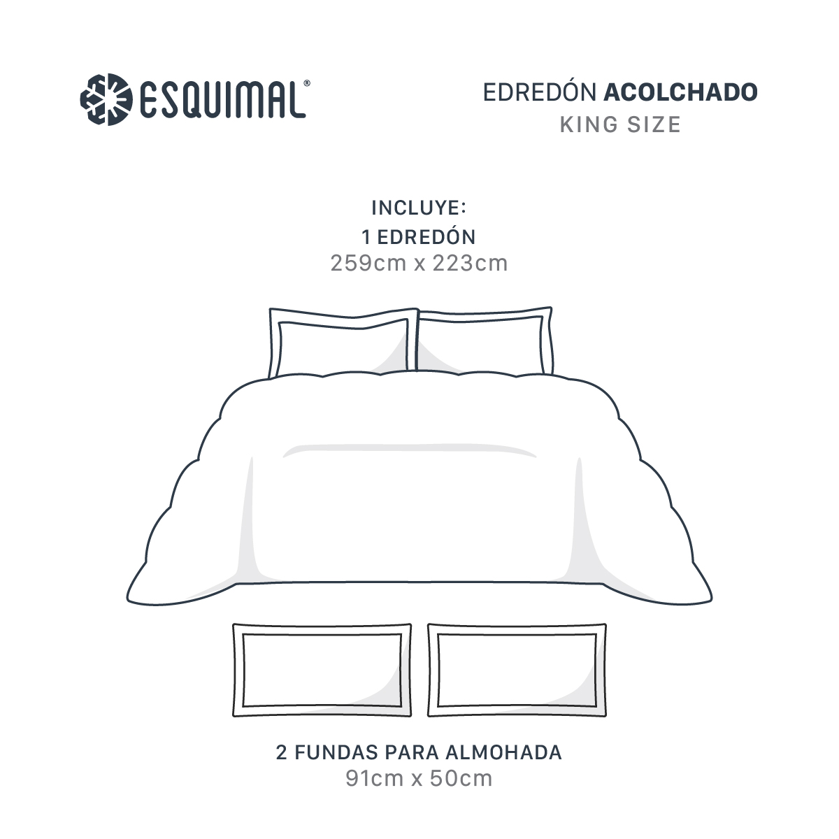 Edredón Invernal Cobertor King Size + Funda Blanco ESQUIMAL
