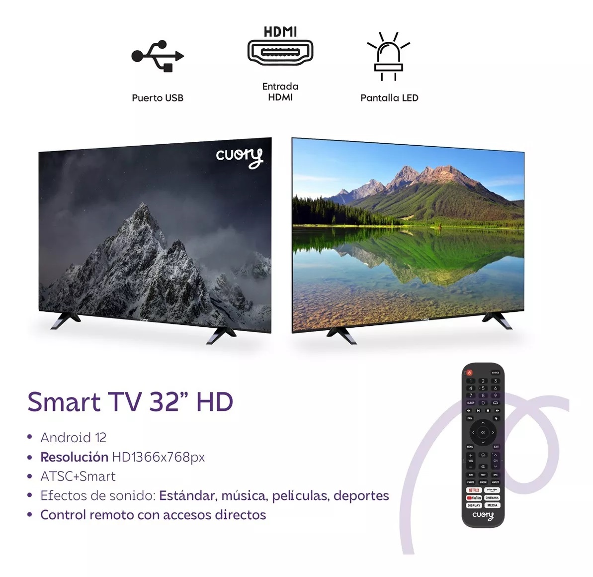 Smart Tv Pantalla 32 Pulgadas Cuory Android Tv Dled Hd