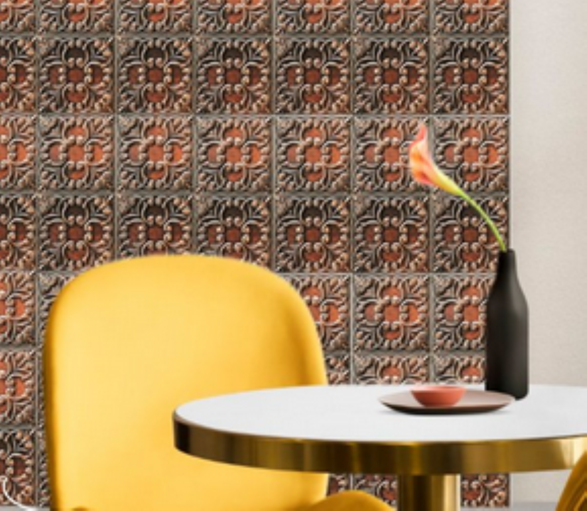 Recubrimiento Vintage Cobrizo Metálico 44 x 44 cms Pack de 6 piezas.