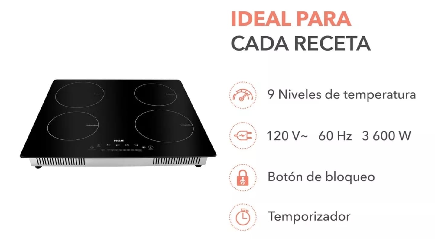 Rca Parrilla De Inducción Empotrable Rc-12a5 Color Negro