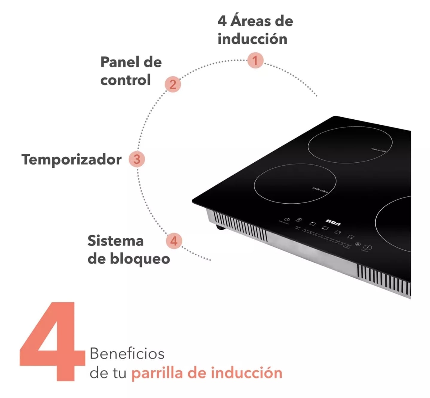 Rca Parrilla De Inducción Empotrable Rc-12a5 Color Negro