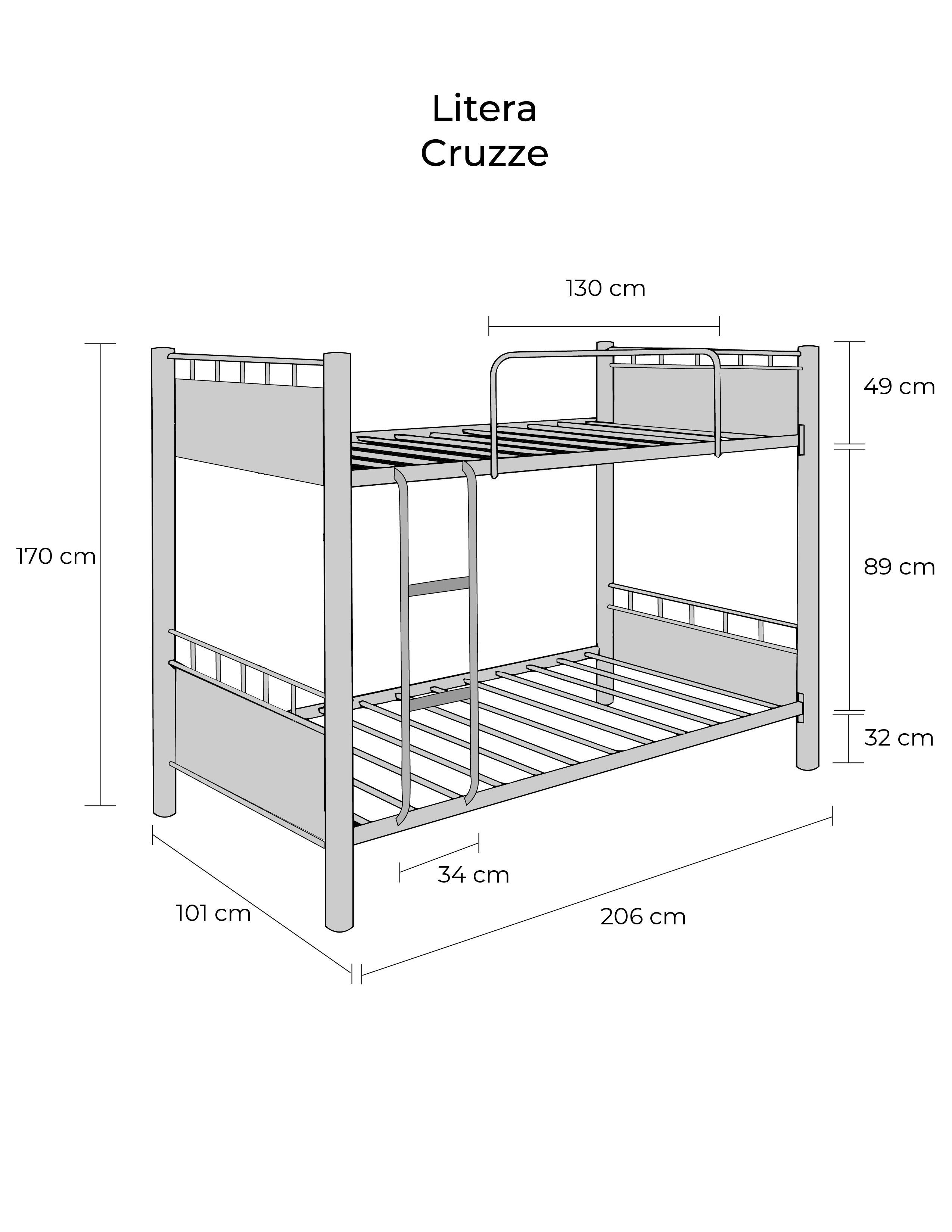  Litera Doble  Individual Con Cabecera , Cruzze