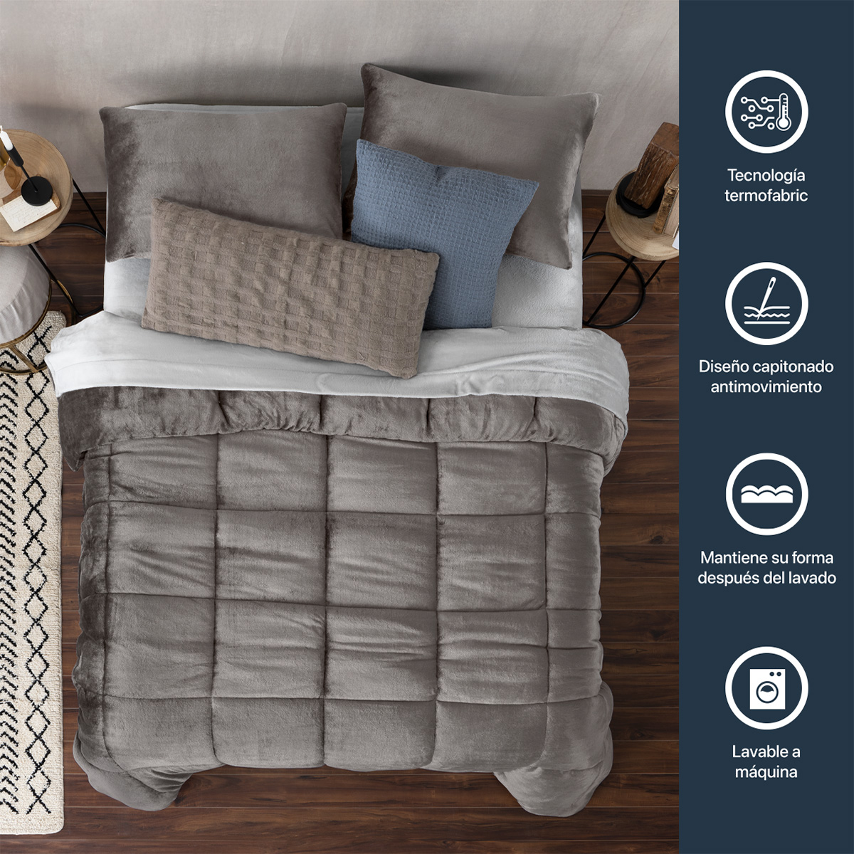 Edredón Invernal Cobertor Matrimonial + Fundas Cafe ESQUIMAL