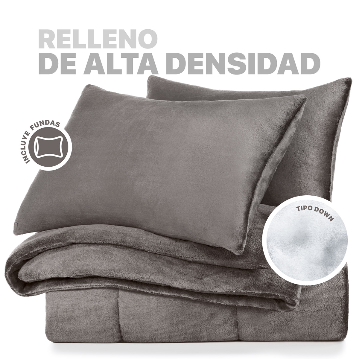 Edredón Invernal Cobertor Matrimonial + Fundas Cafe ESQUIMAL