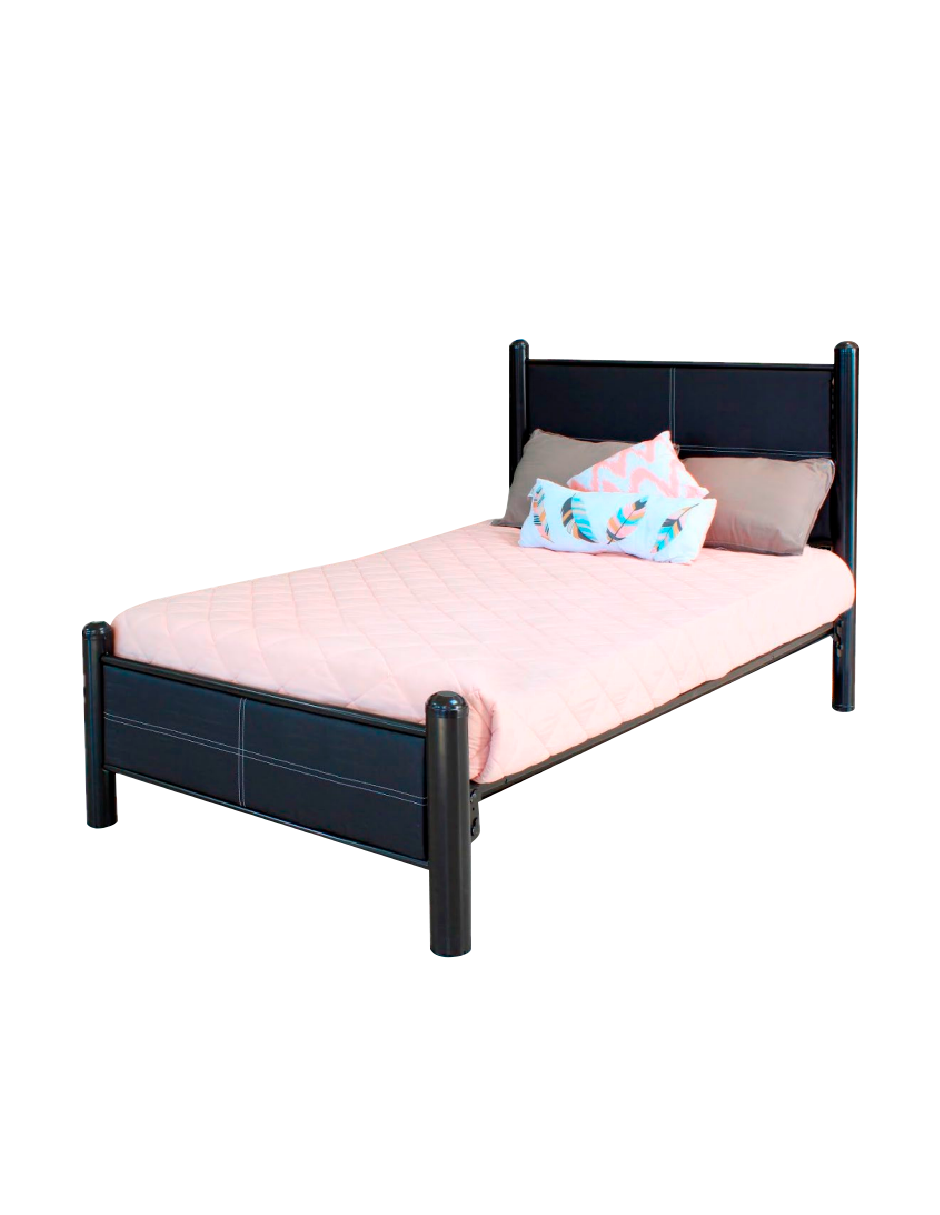 Cama Individual Cruzze Con Cabecera En Vinil Chocolate