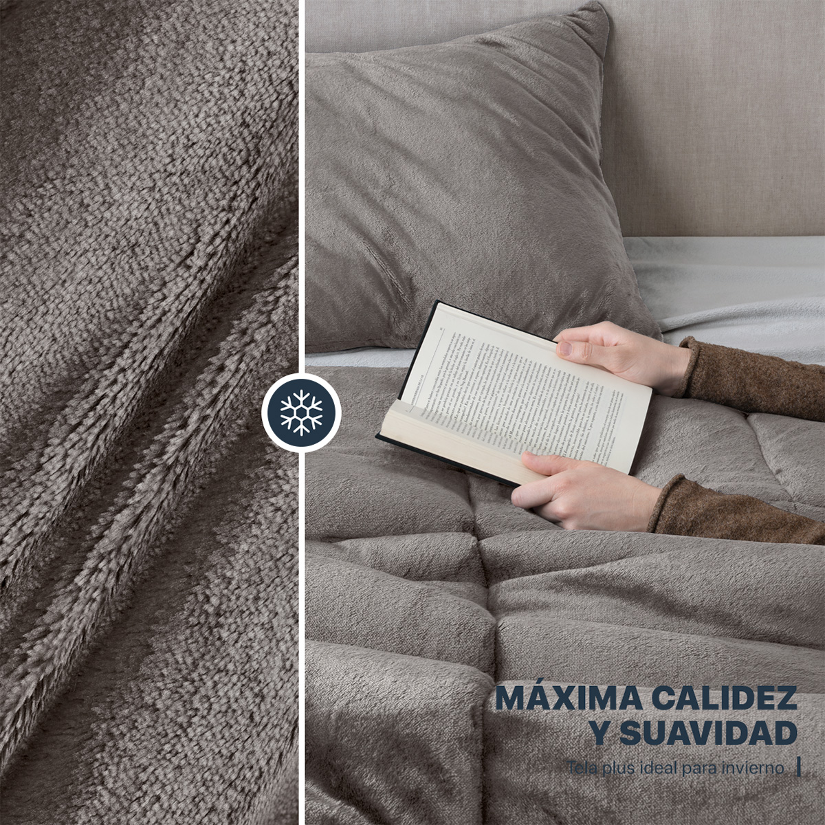 Edredón Invernal Cobertor Matrimonial + Fundas Cafe ESQUIMAL