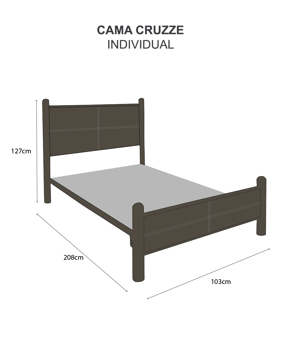 Cama Individual Cruzze Con Cabecera En Vinil Chocolate