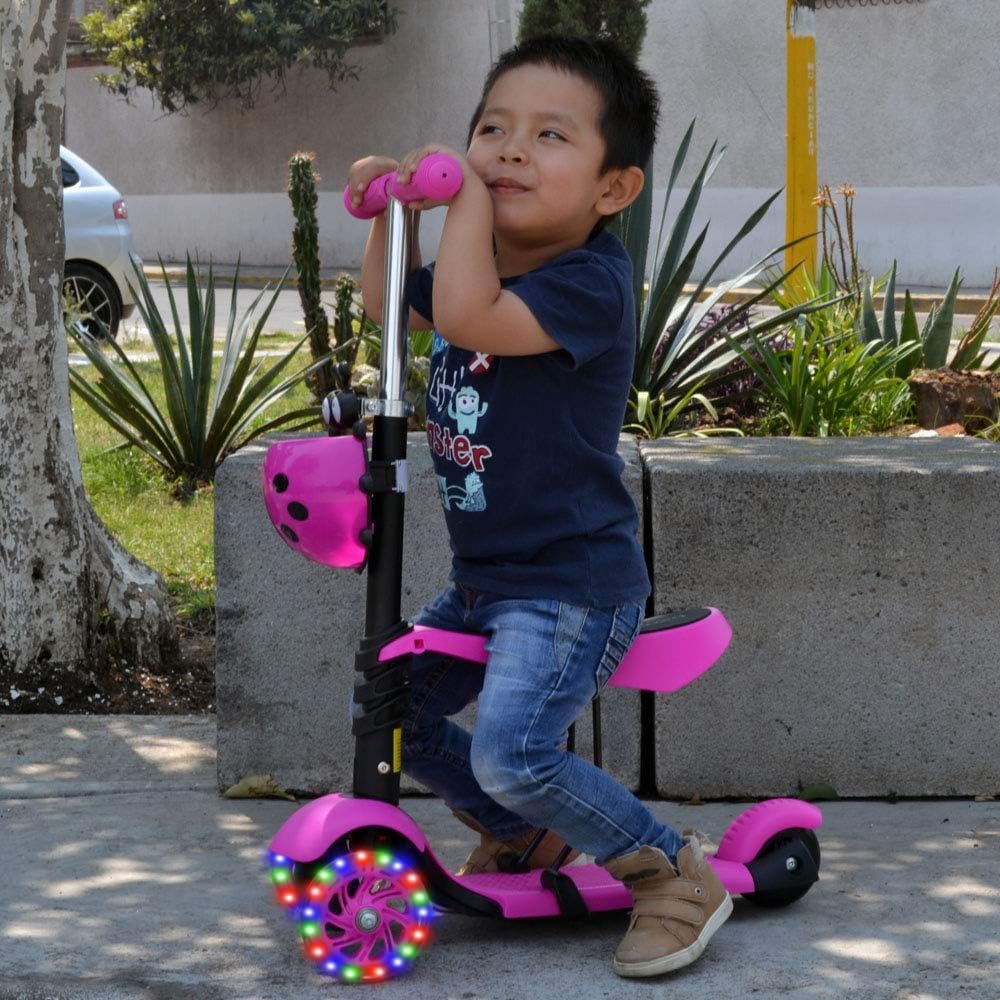 Scooter Patin Montable 3 Ruedas Con Luces Led Catarina Rosa