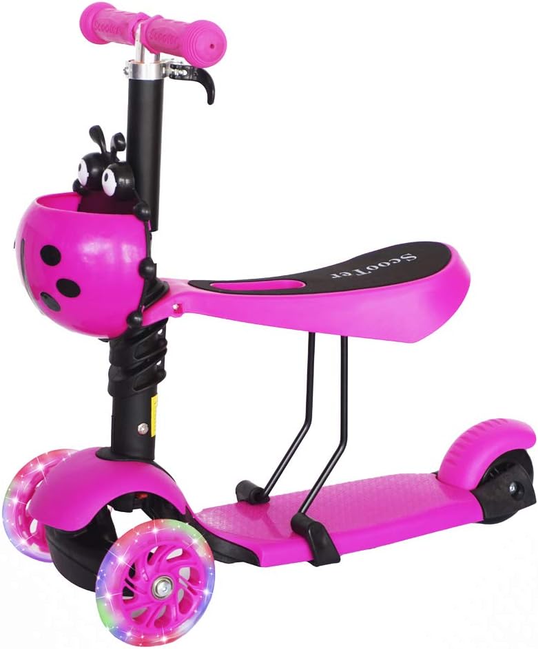 Scooter Patin Montable 3 Ruedas Con Luces Led Catarina Rosa