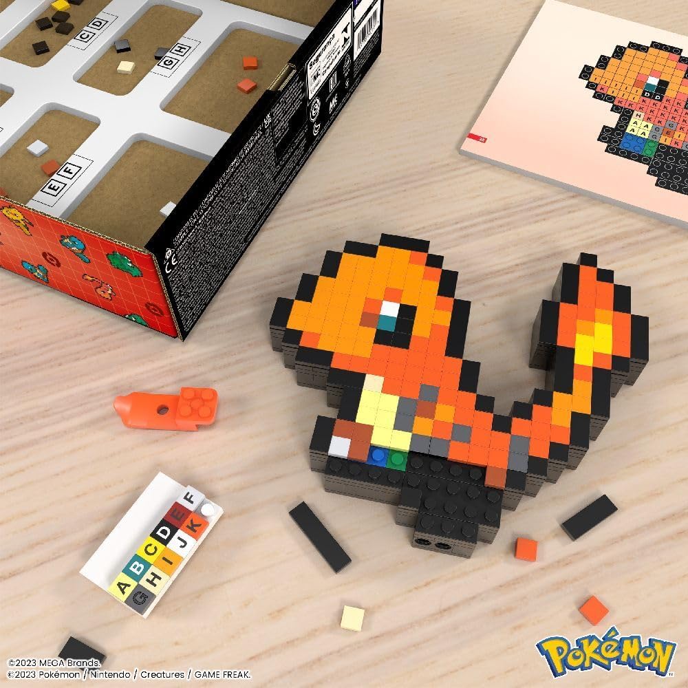 Mega Contstrux Pokemon Pixel Charmander 367 Pzs HTH76 Mattel