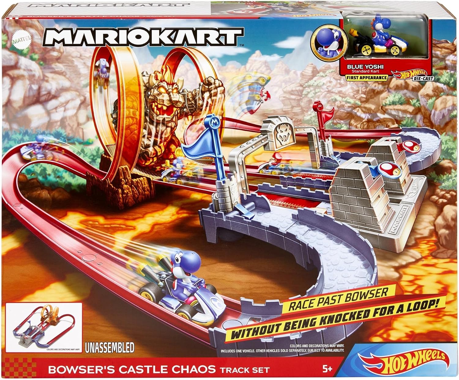 ista De Juguete Hot Wheels Mario Kart Castillo De Bowser GNM22 Mattel