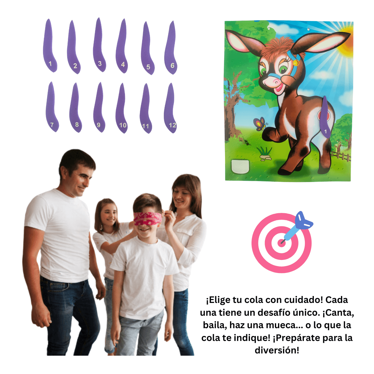 Juego de Mesa | Ponle la Cola al Burro Magnético 39x31cm: ¡Diversión asegurada!