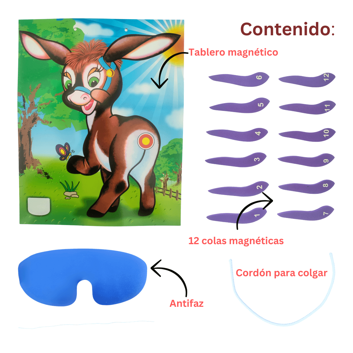 Juego de Mesa | Ponle la Cola al Burro Magnético 39x31cm: ¡Diversión asegurada!