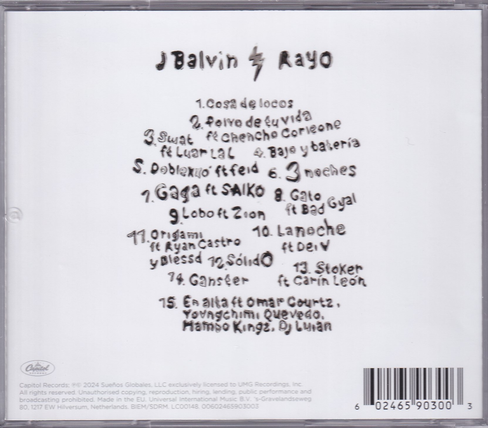 J Balvin Rayo Disco Cd