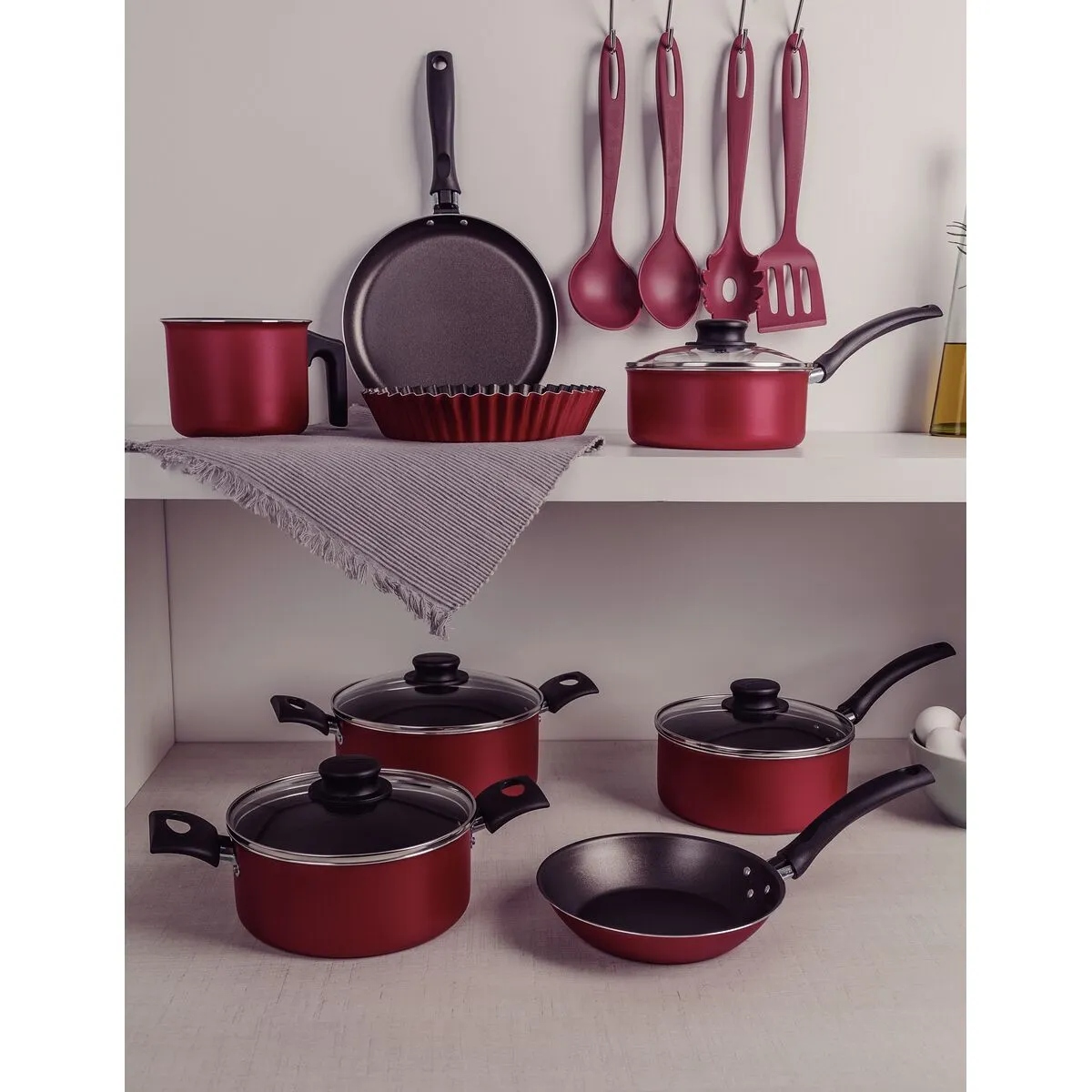 Batería de Cocina Tramontina 20297/978 Turim 16 Pzas Roja ENDY4