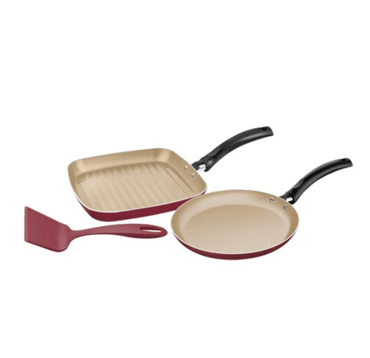 Juego de Bífera/Panquequera Tramontina 20298739 Turim 3 Pzas Rojo ENDY2