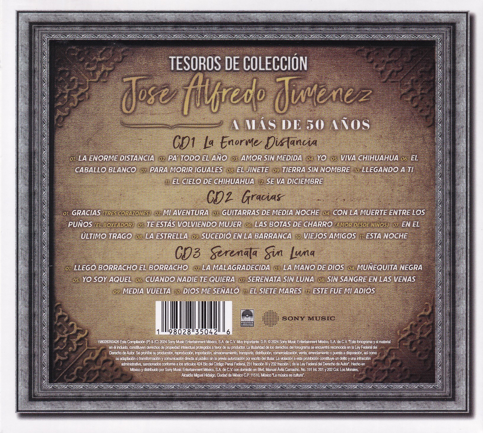 Jose Alfredo Jimenez Tesoros De Coleccion Box 3 Disco Cd