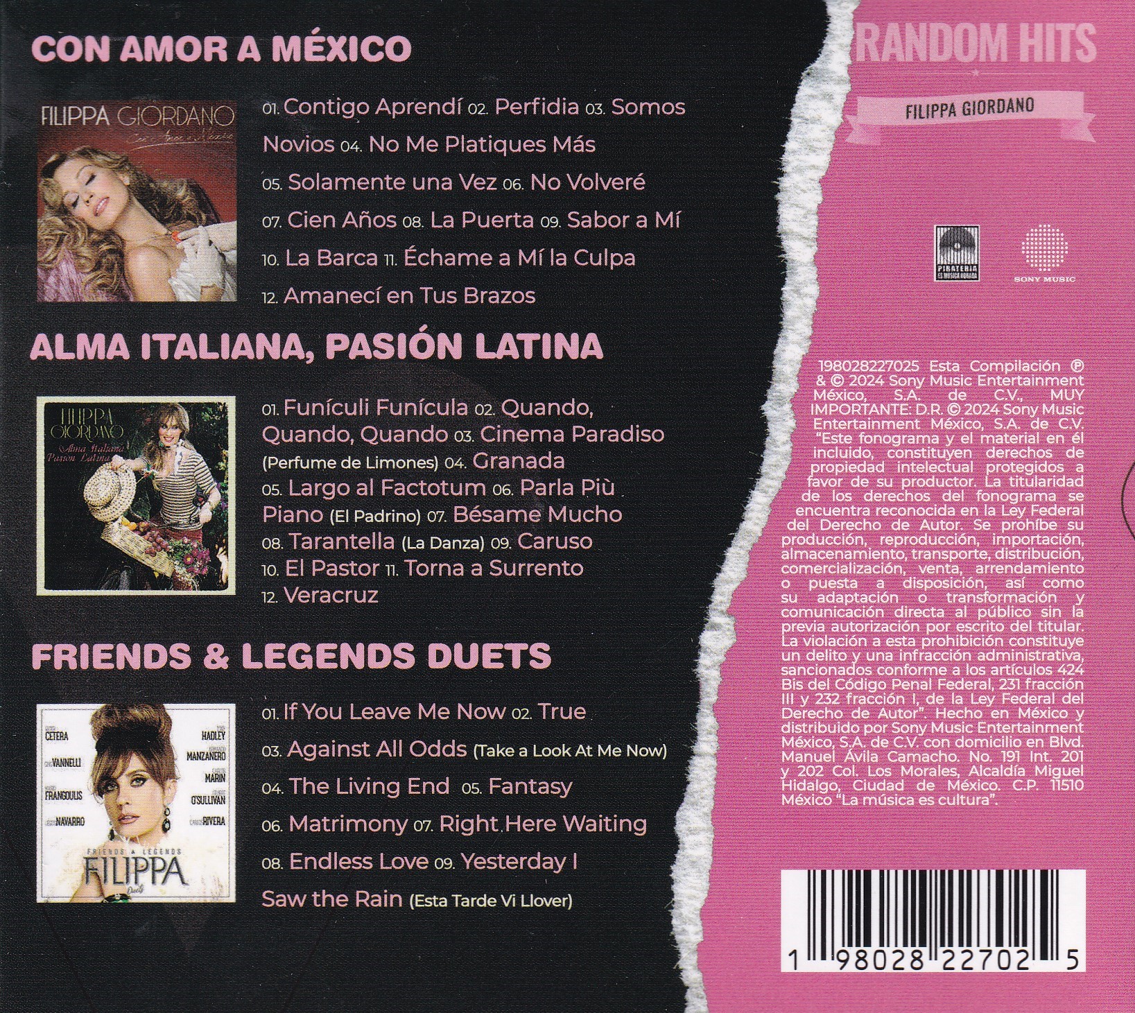 Filippa Giordana Random Hits Con Amor A Mexico Box 3 Cd