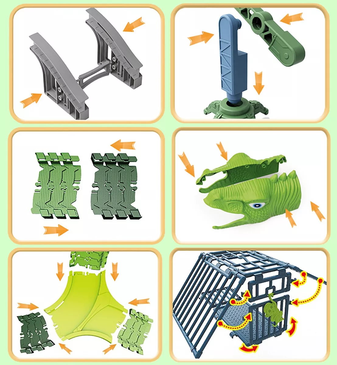 Pista Carreras Dinosaurios Infantil 278 Piezas 4 Carros Coches más Accesorios Juguetes para Niños