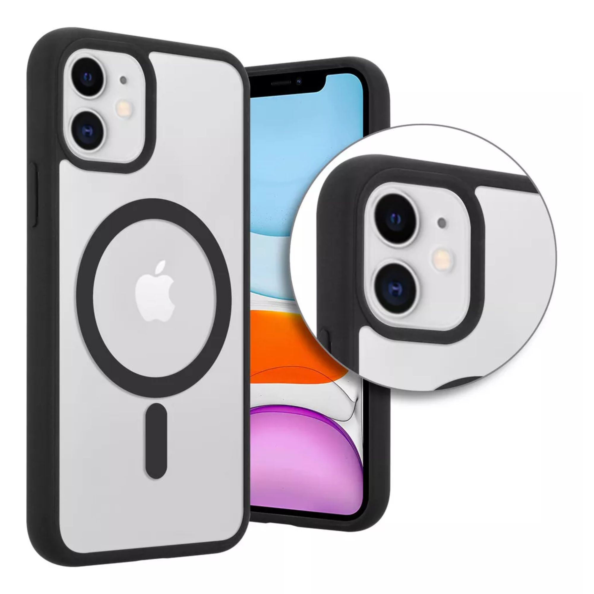 Kit Mica Cámara Para Iphone 16 + Funda Case Transparente para Iphone 16 plus / Negro