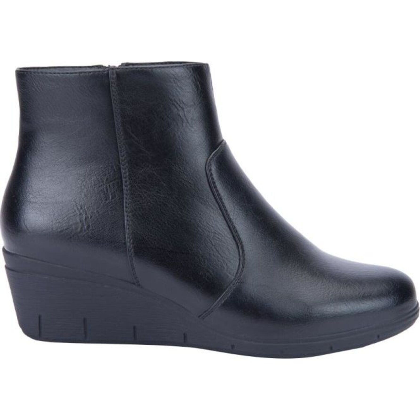 Bota para mujer, tipo confort, con tacón de cuña, color negro