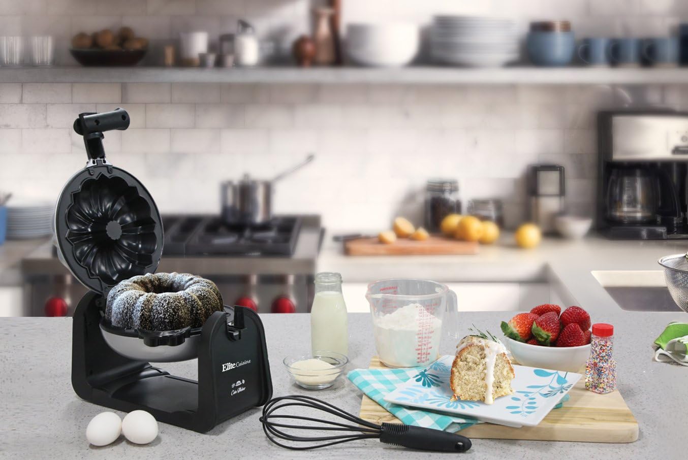 PANERA PARA HORNEAR Máquina Giratoria Para Hacer Pasteles Con Superficie Antiadherente Elite Cuisine ECM-2919