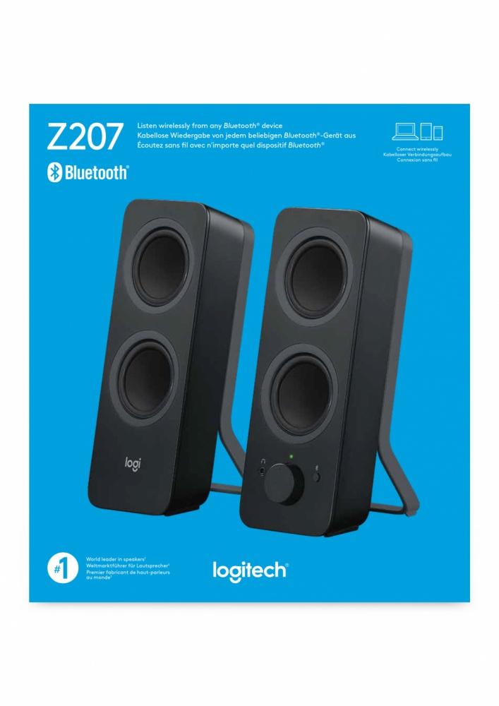 Logitech Bocinas para Computadora Z207, Bluetooth, Inalámbrico, 2.0, 5W RMS, Negro. 
