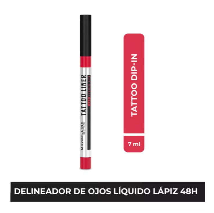 Pincel Delineador De Ojos Tatto Liner Dip In 48hr Maybelline Color Negro Efecto Mate