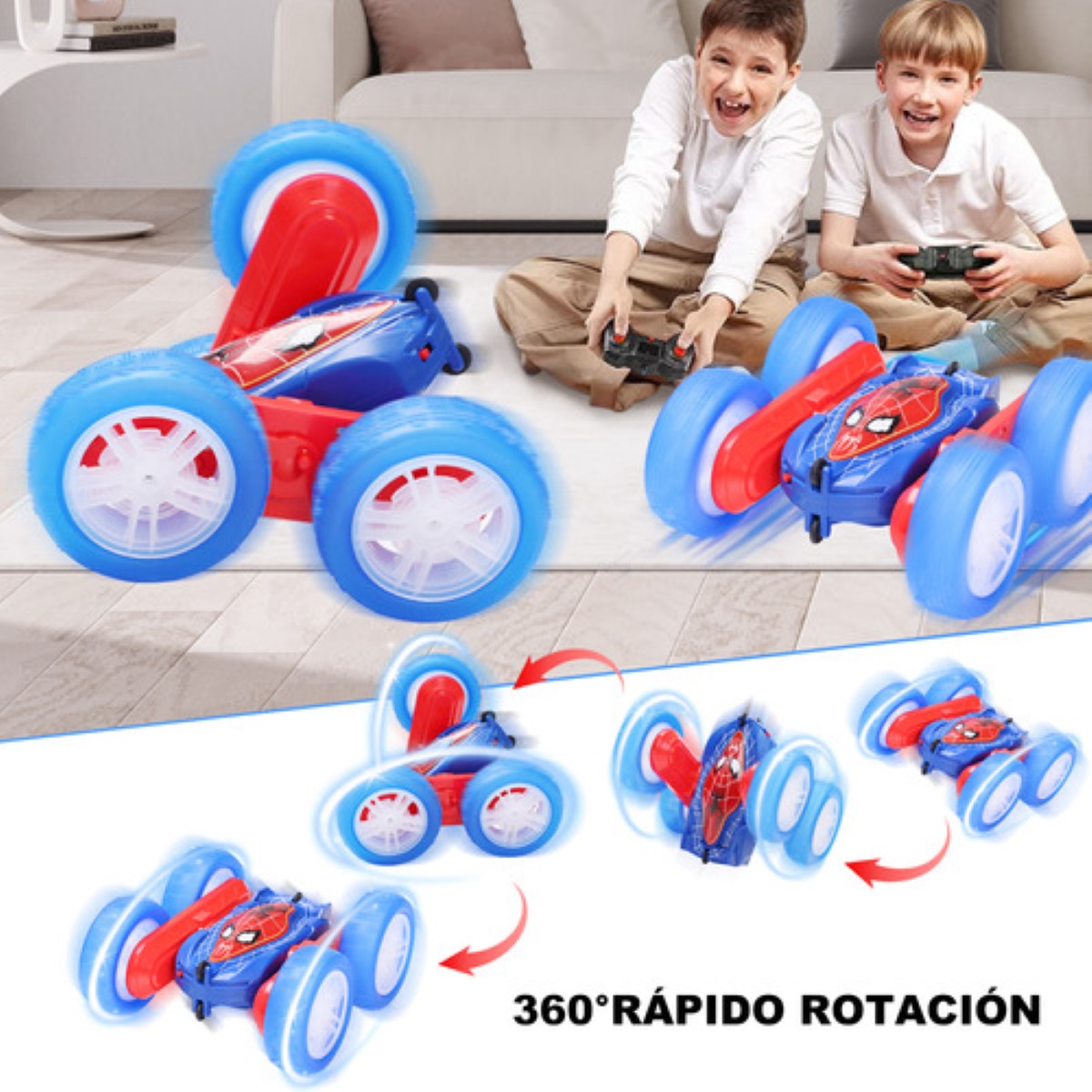 Carros De Control Remoto Recargable Rotación De 360° AZUL