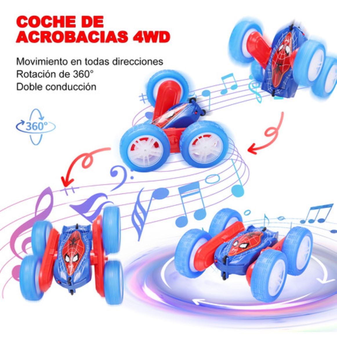 Carros De Control Remoto Recargable Rotación De 360° AZUL