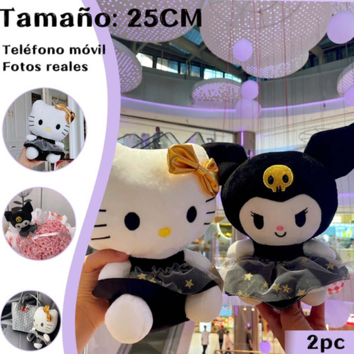 Peluche Hello Kitty Valentin Kuromi Melody Oso Peluche San NEGRO