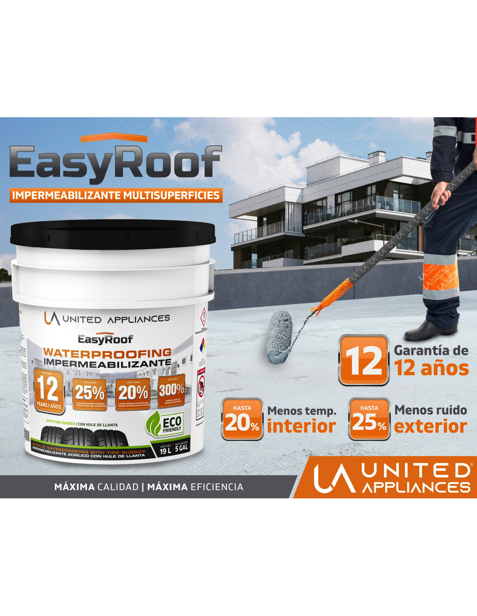 Impermiabilizante Multisuperficies Easy-roof De United Appliances 19 Lt