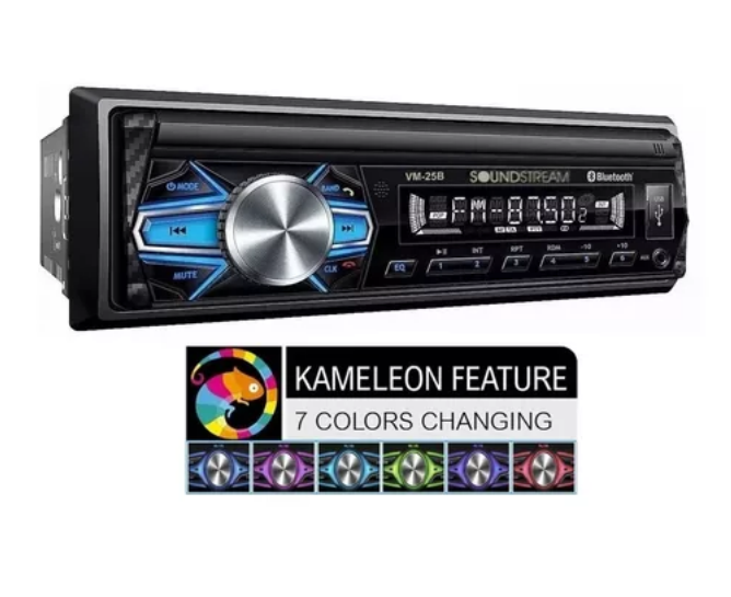 Autoestéreo 1 DIN SoundStream VM-25B Panel Desmontable/USB/Receptor FM/Bluetooth V5.0