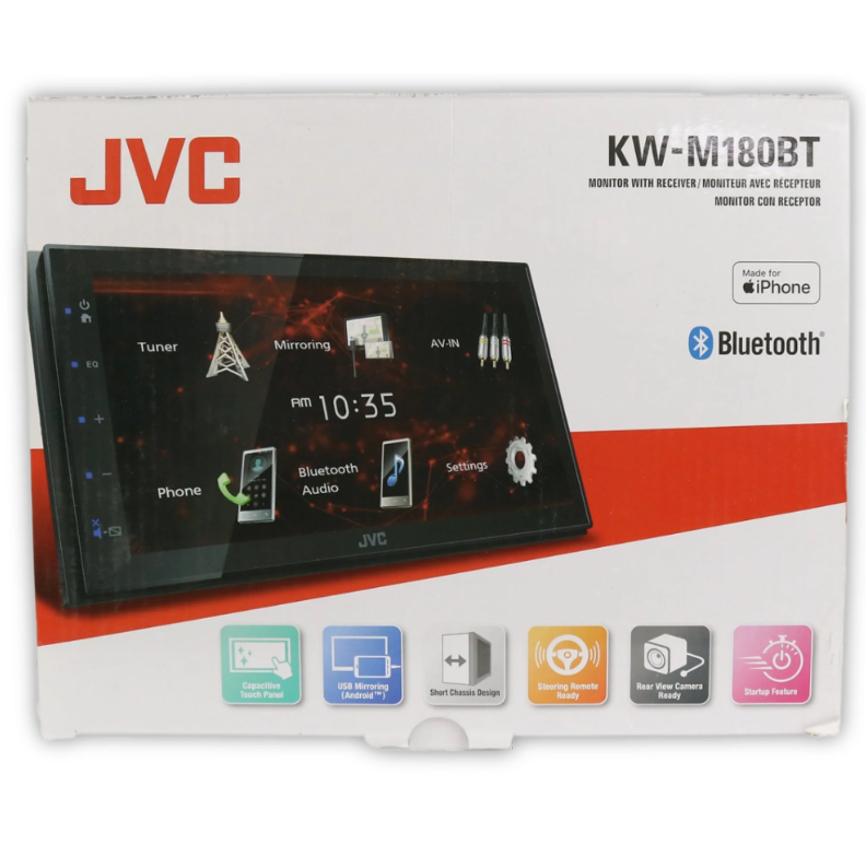 Autoestéreo 2 DIN JVC KW-M180BT Pantalla capacitivo WVGA de 6,8"/Android Mirroring/Bluetooth