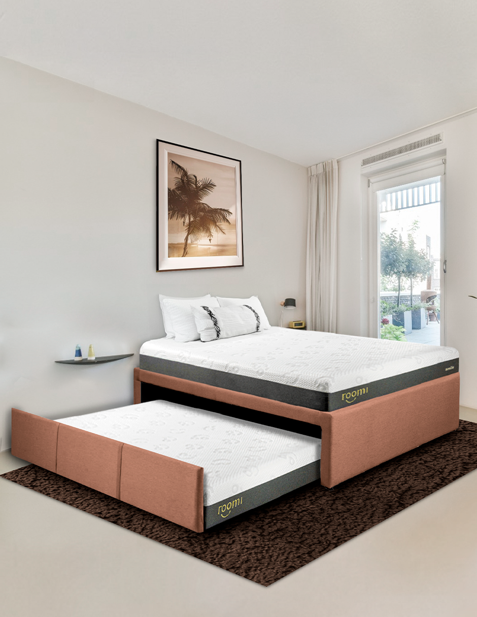 Cama Doble, Bajo Cama Individual  Mandarina