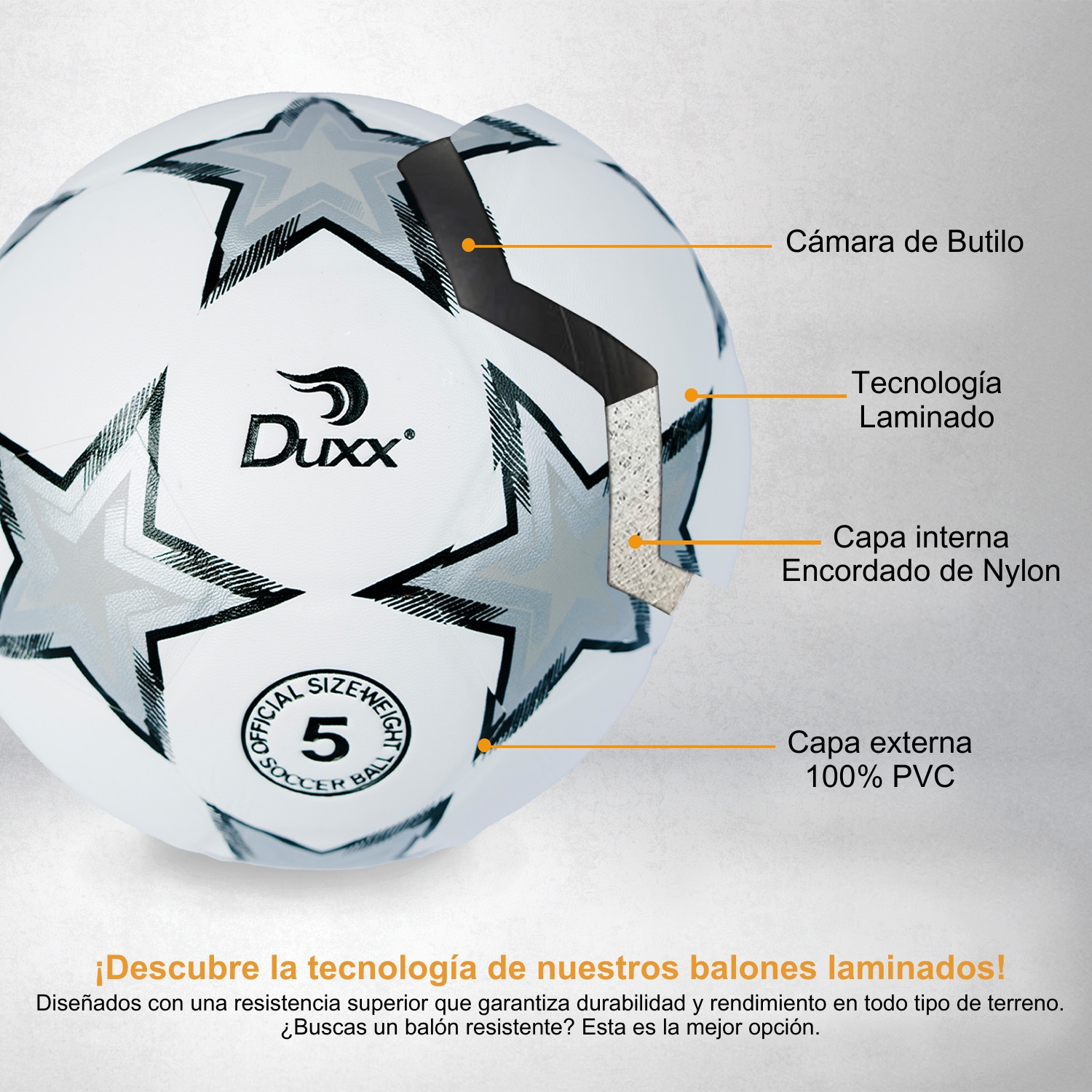 Balón Fútbol Soccer Duxx Laminado Star Estrellas #5