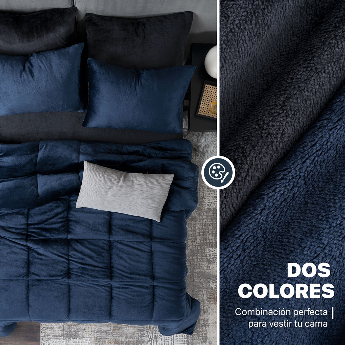 Edredón Invernal Cobertor Matrimonial + Sábana Azul Marino / Gris Oscuro ESQUIMAL