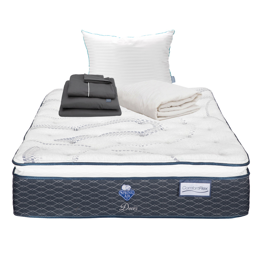 Colchón Matrimonial Spring Air Dover con Protector, Almohada y Sabanas Roga Royal
