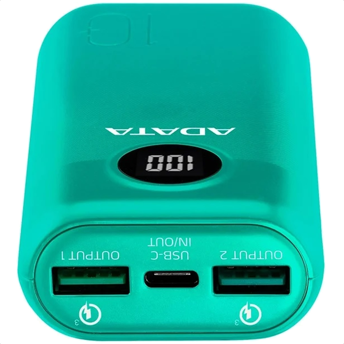 Bateria Adata P10000QCD 10000mAh Verde USB Power Bank Cargador Portatil AP10000QCD-DGT-CGN